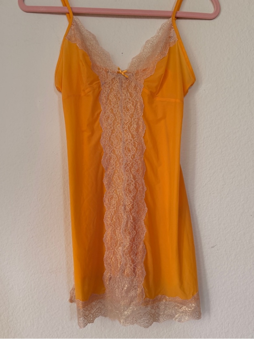 Victoria’s Secret Yellow Satin Lace Slip Chemise Nightgown Coquette Romance S